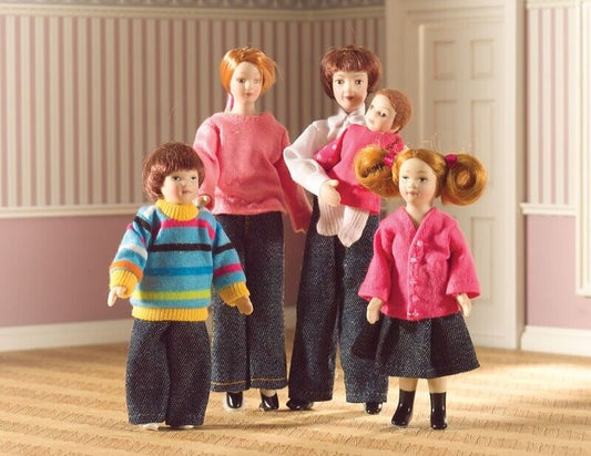 Dollhouse Miniature Family of 5 Dolls by Dollshouse Emporium