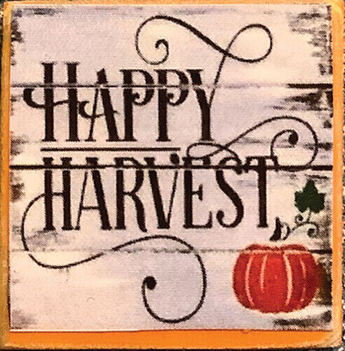 Dollhouse Miniature Decor Board Sign - Happy Harvest