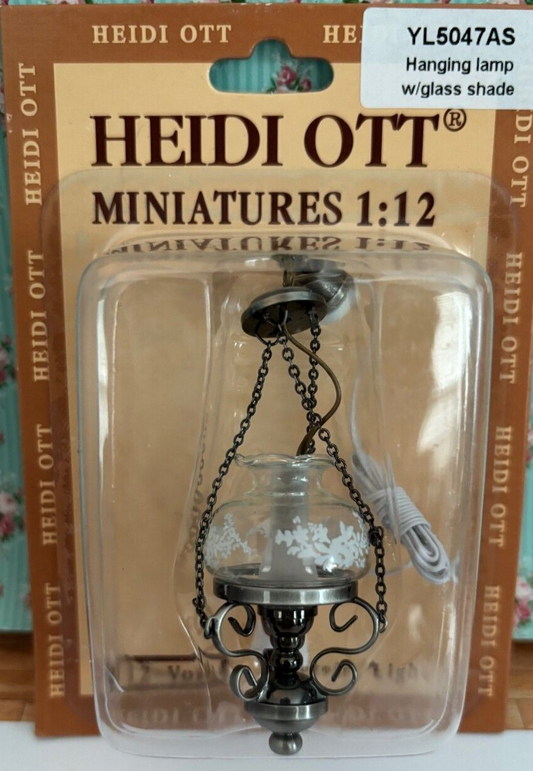 Dollhouse Miniature Hanging Lamp with Glass Shade by Heidi Ott
