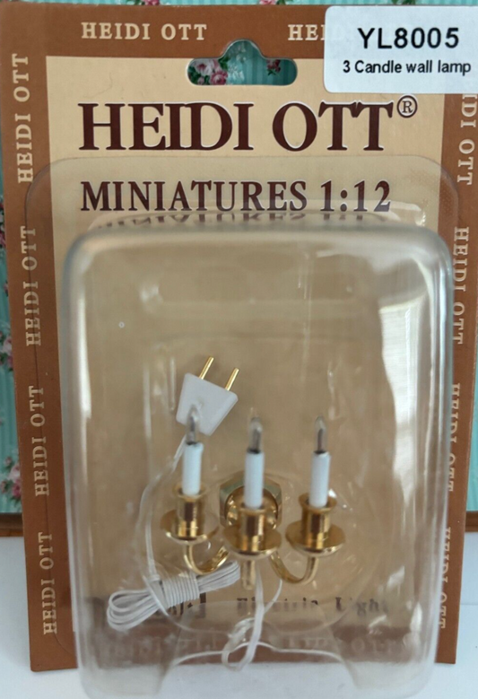 Dollhouse Miniature 3-Candle Wall Lamp Shade by Heidi Ott