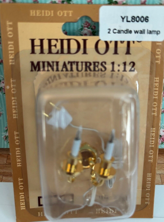 Dollhouse Miniature 2-Candle Wall Lamp Shade by Heidi Ott