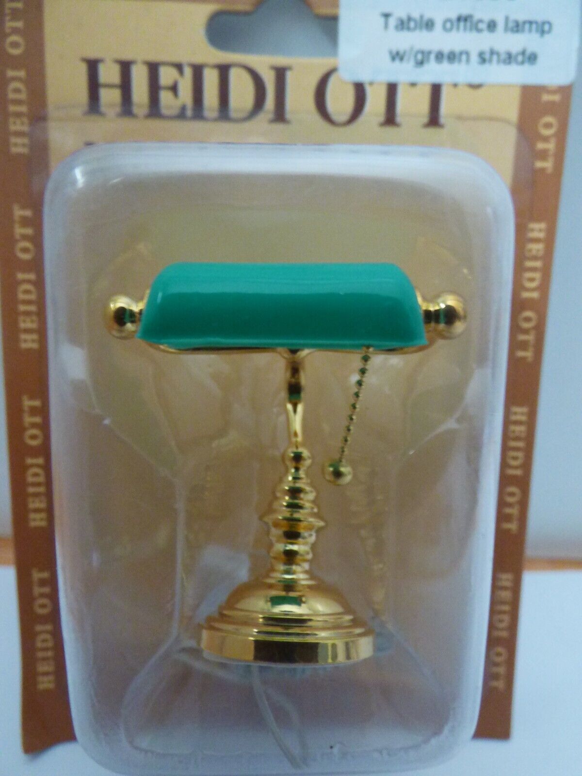 Dollhouse Miniature Table Office Lamp with Green Shade by Heidi Ott - 12V