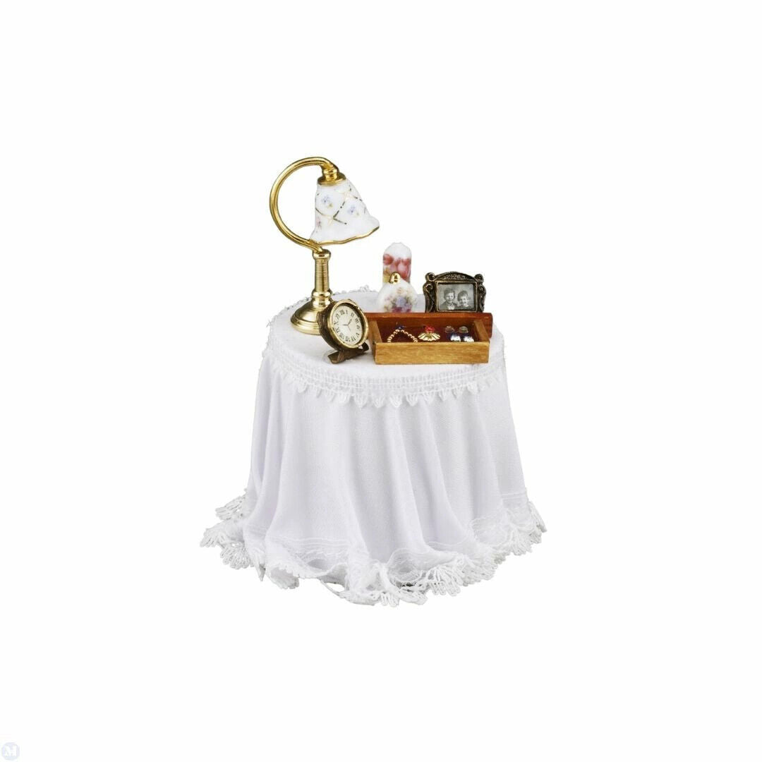 Reutter Porcelain - Dollhouse Miniature Bedside Table Decorated