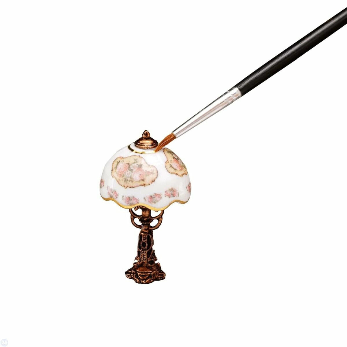 Reutter Porcelain - Dollhouse Miniature Non-Working Lamp in Classic Rose Design