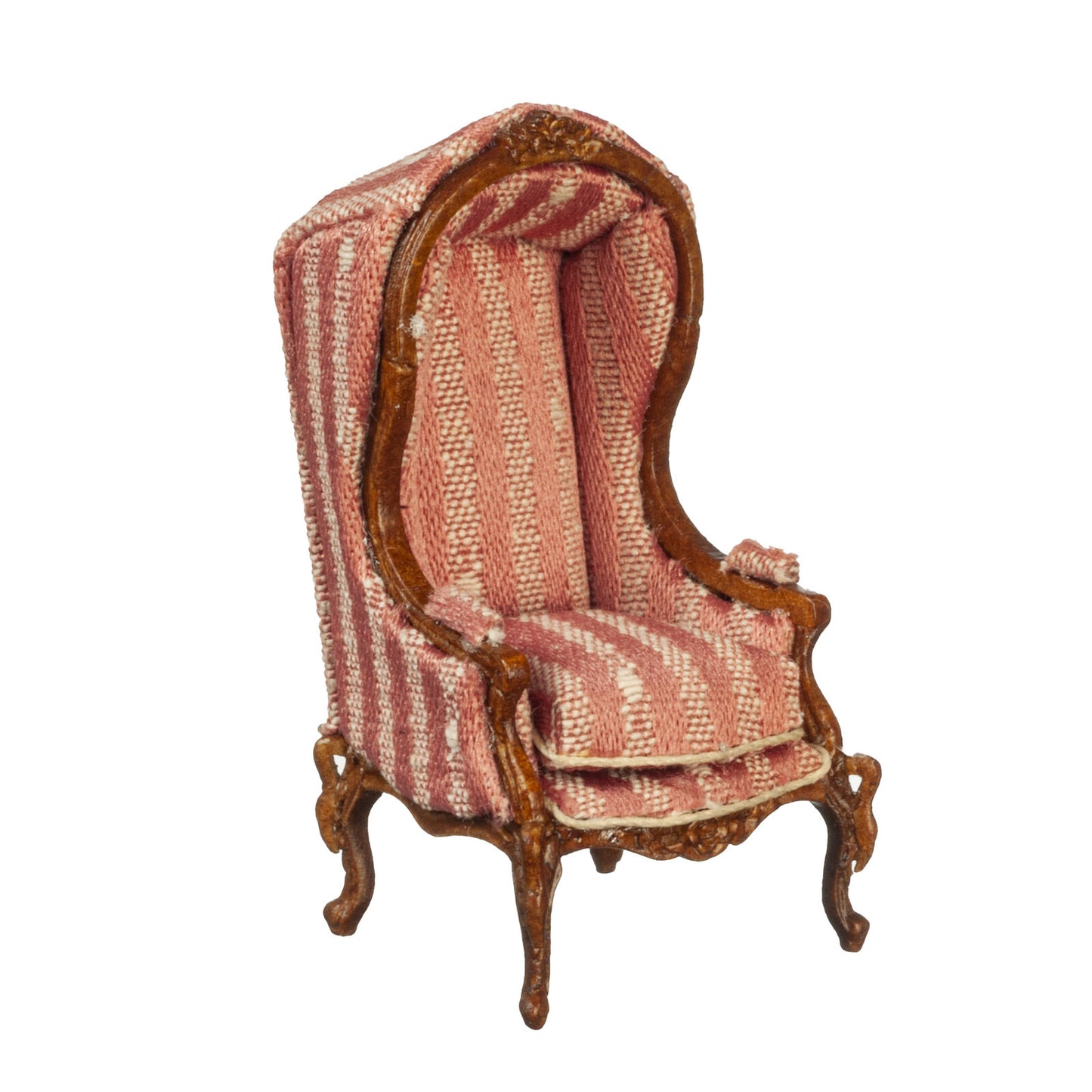 JBM Dollhouse Miniature 1/2" Scale Hooded Chair in Walnut