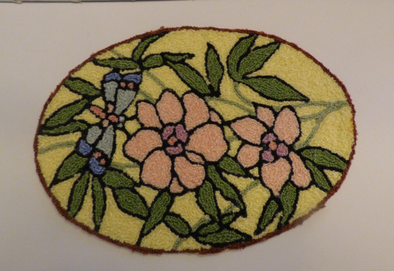 Dollhouse Miniature Floral with Dragonfly Bunka Rug - Handcrafted
