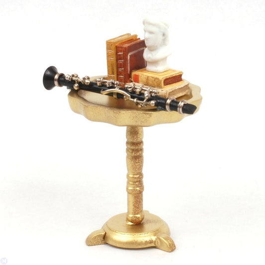 Reutter Porcelain - Dollhouse Golden Music Table with Accessories