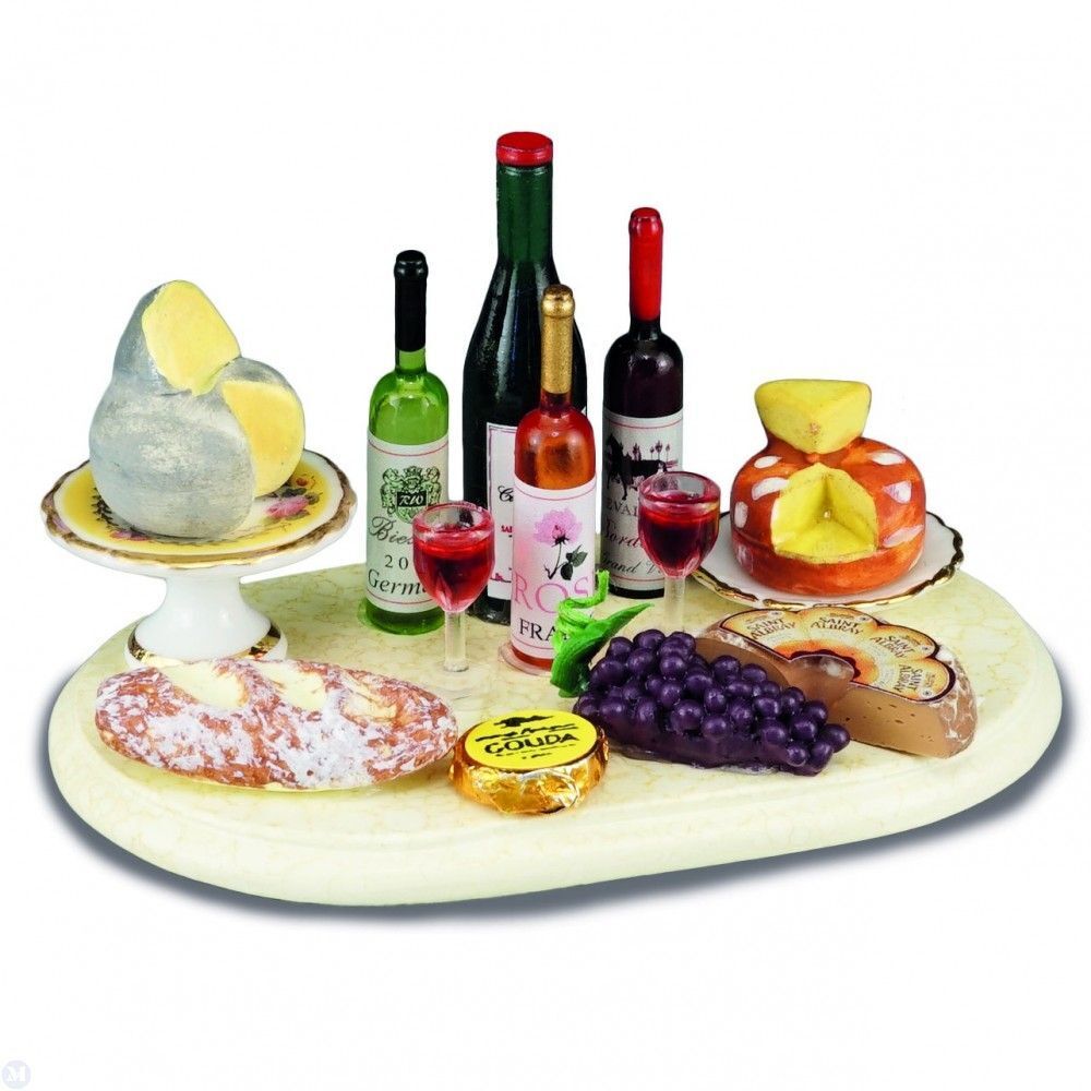 Reutter Porcelain - Dollhouse Miniature Wine and Cheese Board