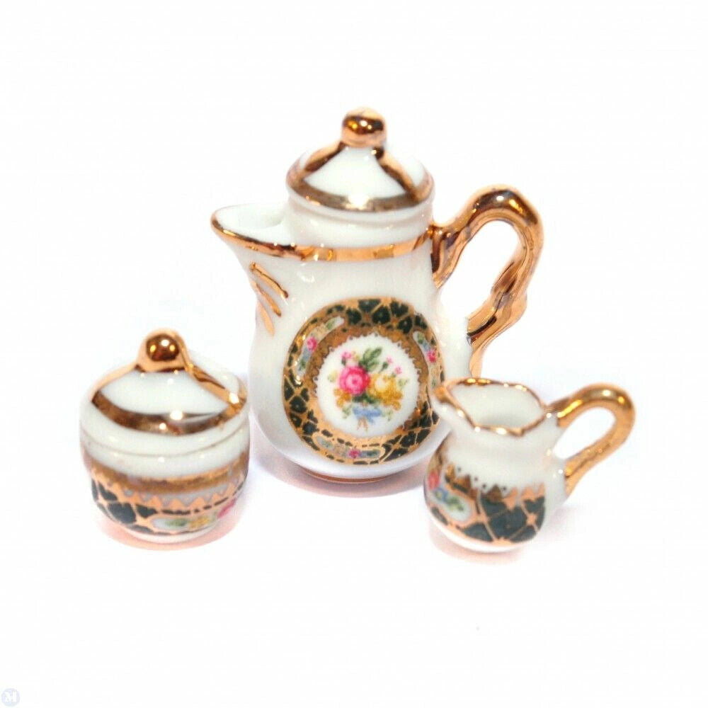 Reutter Porcelain - Dollhouse Miniature Coffee Set - Irish Gold