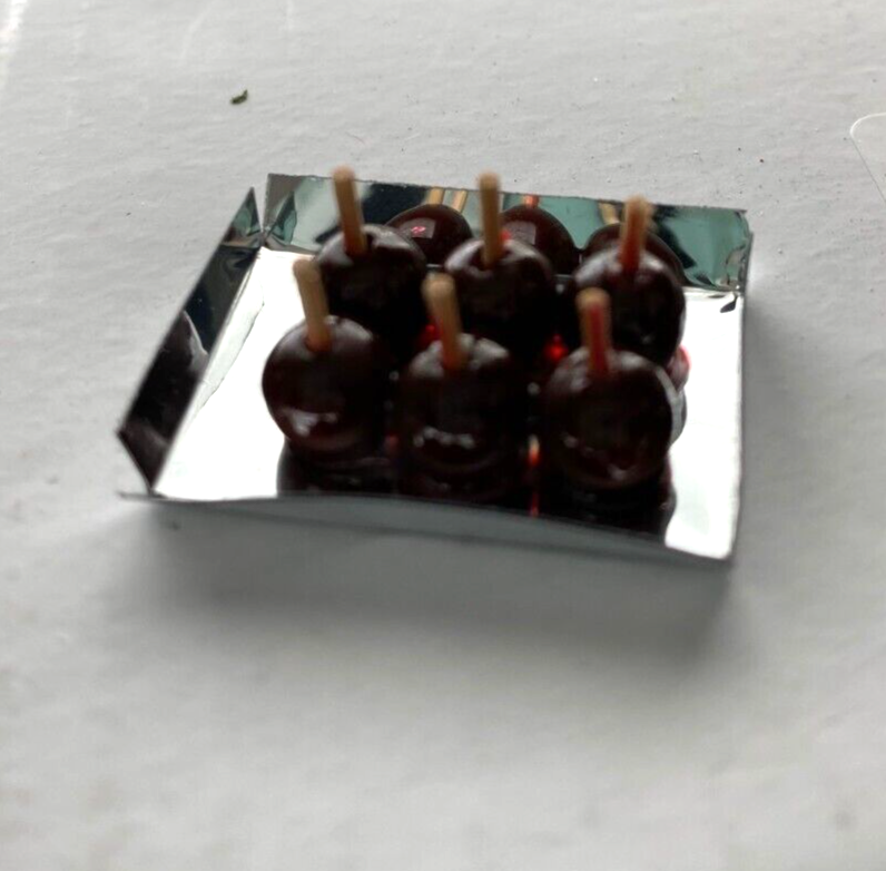 Dollhouse Miniature Halloween Toffee Apples on Tray