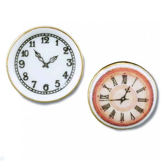 Reutter Porcelain - Dollhouse Miniature Pair of Wall Clocks