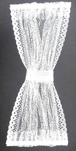 Dollhouse Miniature Gathered Door Panel Curtain, White