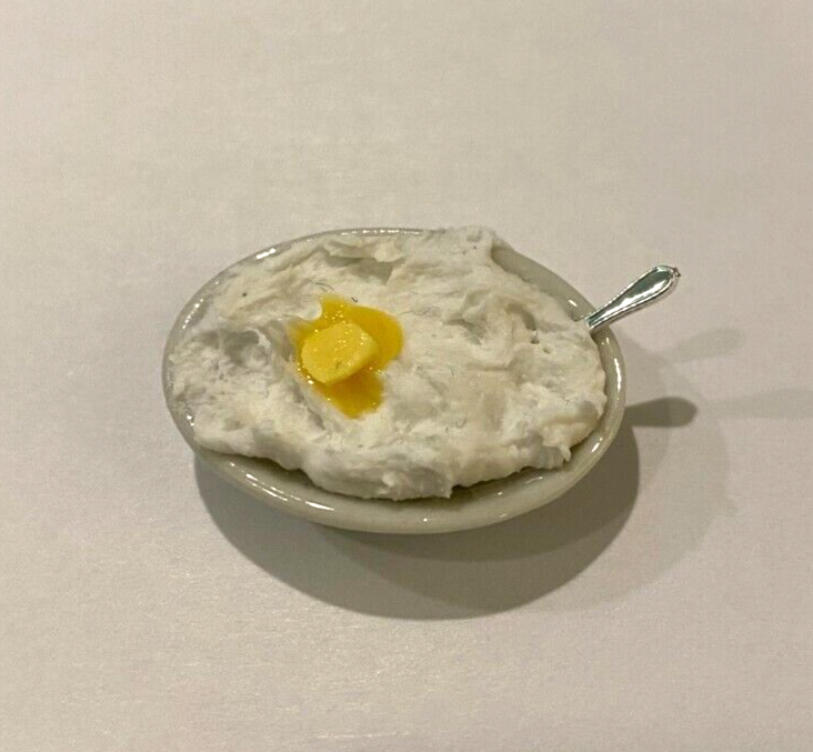Dollhouse Miniature Mashed Potatoes Side Dish - Handcrafted