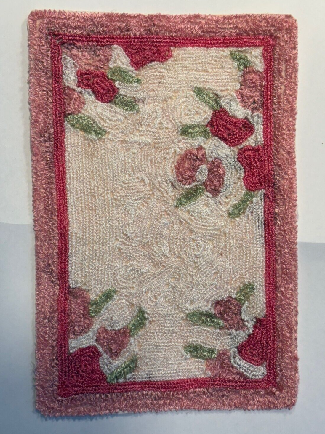 Dollhouse Miniature Red and Pink Bunka Rug - Handcrafted by Taylor Jade