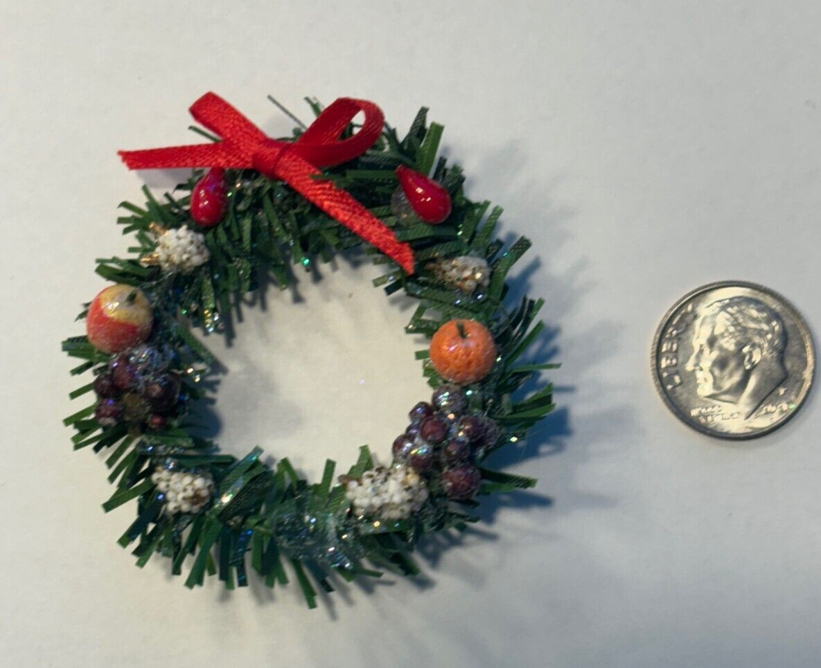 Dollhouse Miniature Fruit Christmas Wreath Handcrafted by Taylor Jade