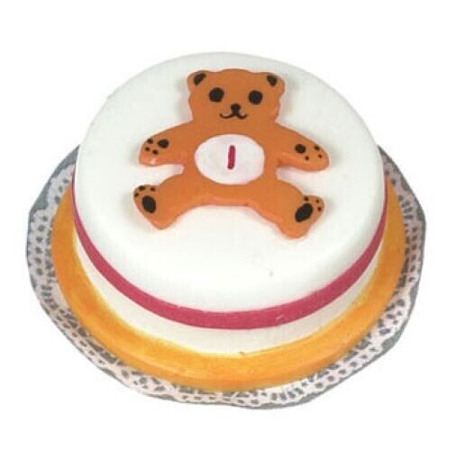 Dollhouse Miniature Cuddles the Bear Cake by Falcon Miniatures