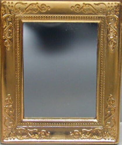 Dollhouse Miniature Gold Colored Mirror - Metal