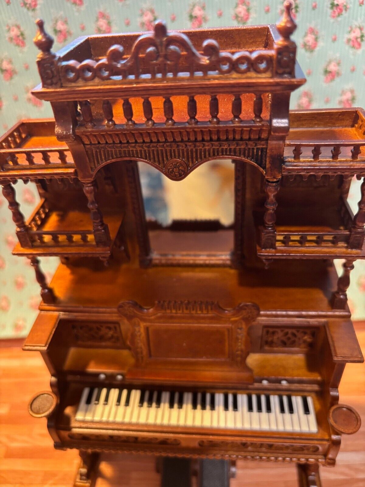 Dollhouse Miniature JBM Pump Organ in Walnut