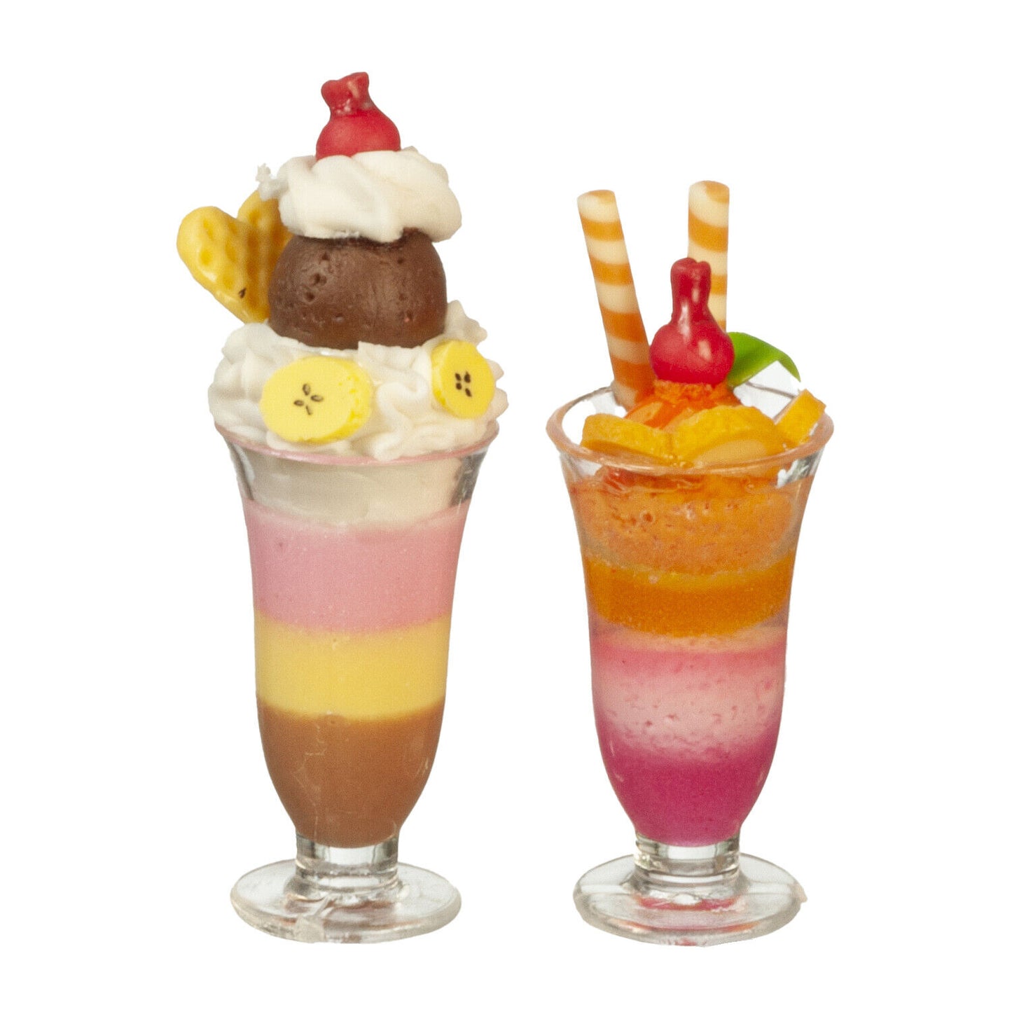 Dollhouse Miniature Ice Cream Sundaes, Set of 2