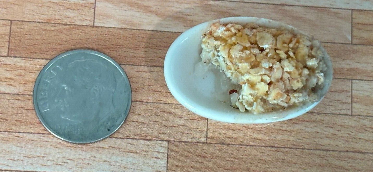 Dollhouse Miniature Dish of Apple Crumble Handcrafted