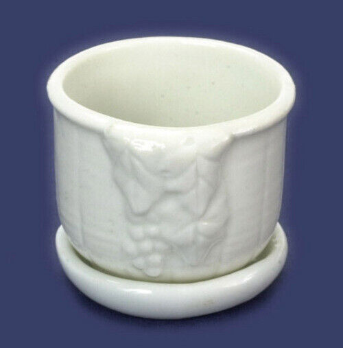 Dollhouse Miniature White Porcelain Planter Grape Design