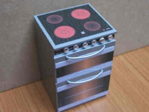 Dollhouse Miniature Black Electric Cooker, Halogen Hob, by Delph Miniatures
