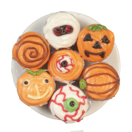 Dollhouse Miniature Halloween Pumpkin Cupcakes Set of 3 #6733