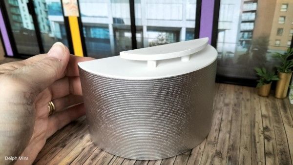 Dollhouse Miniature White and Silver Reception Desk by Delph Miniatures