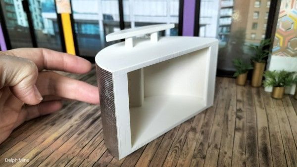 Dollhouse Miniature White and Silver Reception Desk by Delph Miniatures