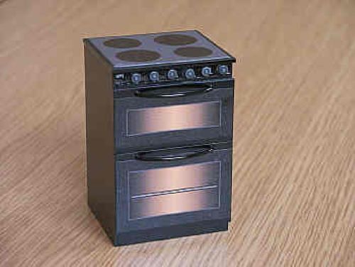 Dollhouse Miniature Black Electric Cooker, Ceramic Hob, by Delph Miniatures