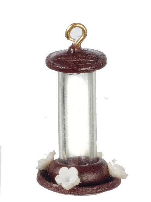 Dollhouse Miniature Hummingbird Feeder Dark Red