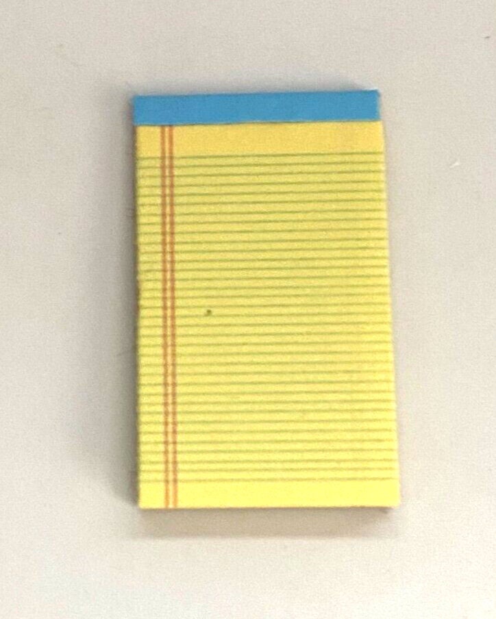 Dollhouse Miniature Lined Legal Pad Yellow - Handcrafted