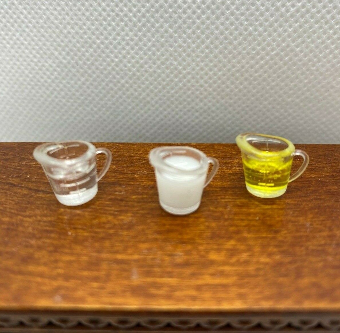 Dollhouse Miniature Filled Measuring Cups Set of 3