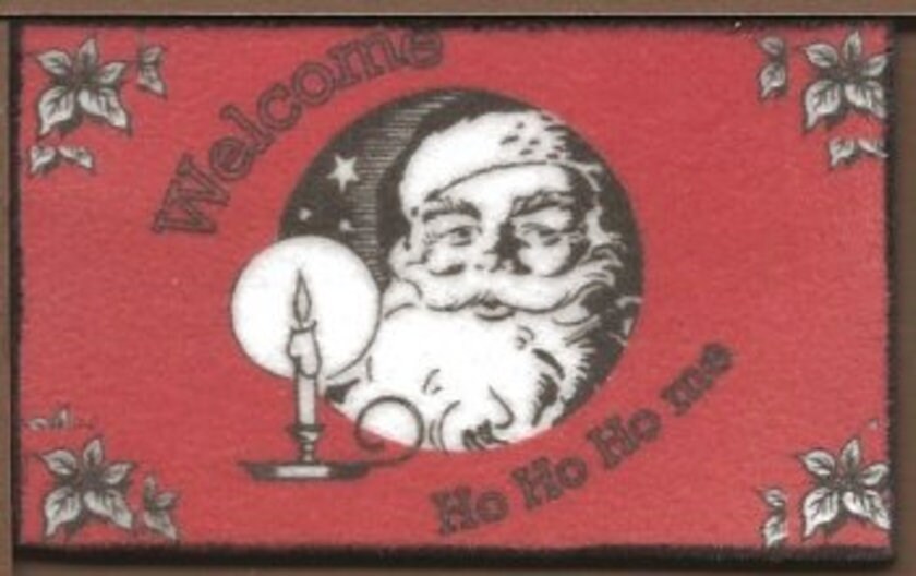 Dollhouse Miniature Welcome Mat - Ho Ho Ho Red Handcrafted