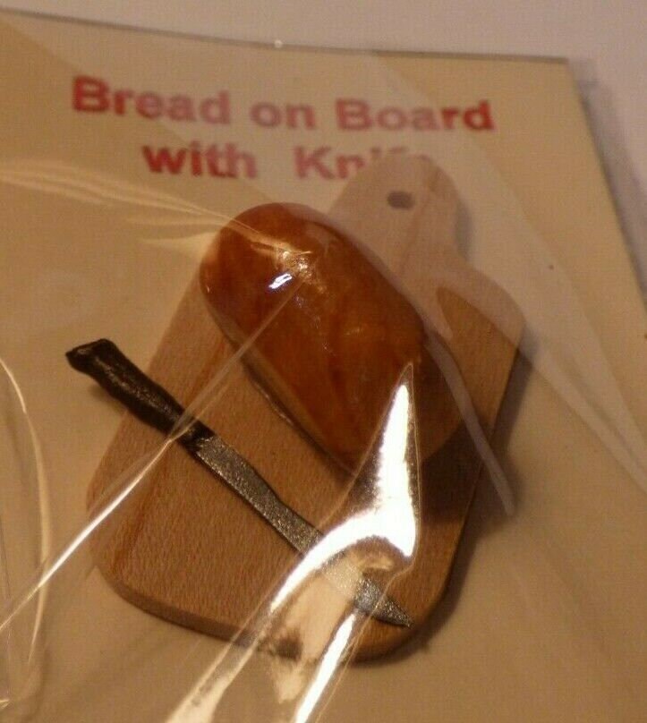 Dollhouse Miniature Bread Board with Bread & Knife - Handcrafted