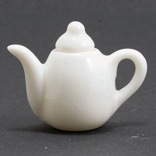 Dollhouse Miniature Porcelain Teapot in White