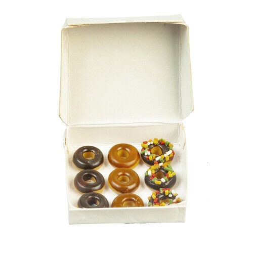 Dollhouse Miniature Donuts in White Box