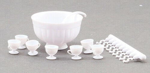 Dollhouse miniature white punch set by chrysnbon