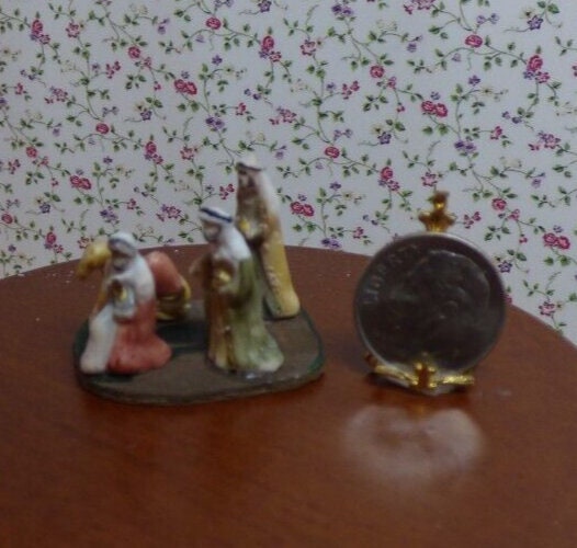 Dollhouse miniature nativity scene handcrafted