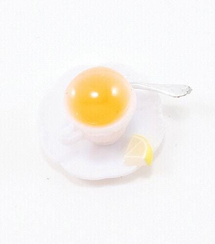 Dollhouse miniature cup of hot tea with lemon, saucer, spoon by chrysnbon