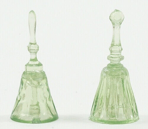 Chrysnbon dinner bells, 2 piece, green -  dollhouse miniature