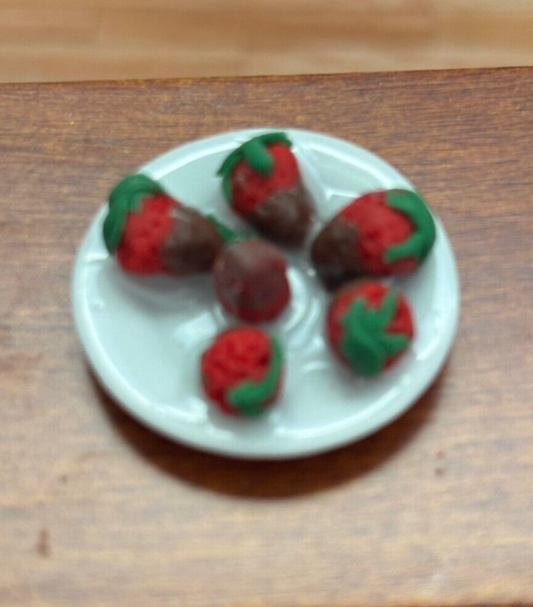 Dollhouse Miniature Chocolate Dipped Strawberries Handcrafted