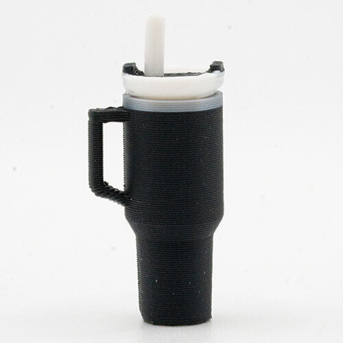 Dollhouse Miniature Tumbler with Removable Lid and Straw, Black