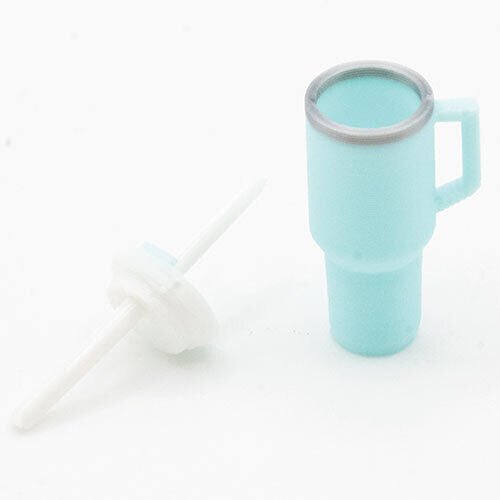 Dollhouse Miniature Tumbler with Removable Lid and Straw, Light Blue