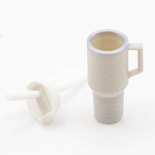 Dollhouse Miniature Tumbler with Removable Lid and Straw, Gray