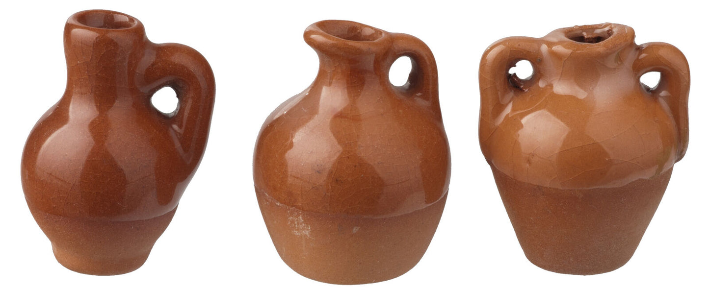 Dollhouse Miniature Terra Cotta Urn/Pitcher Set of 3