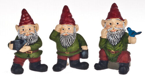 Dollhouse Miniature Gnomes Set of 3 - 1.5 Inch