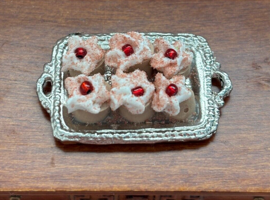 Dollhouse Miniature Vanilla Cupcakes on Tray Handcrafted