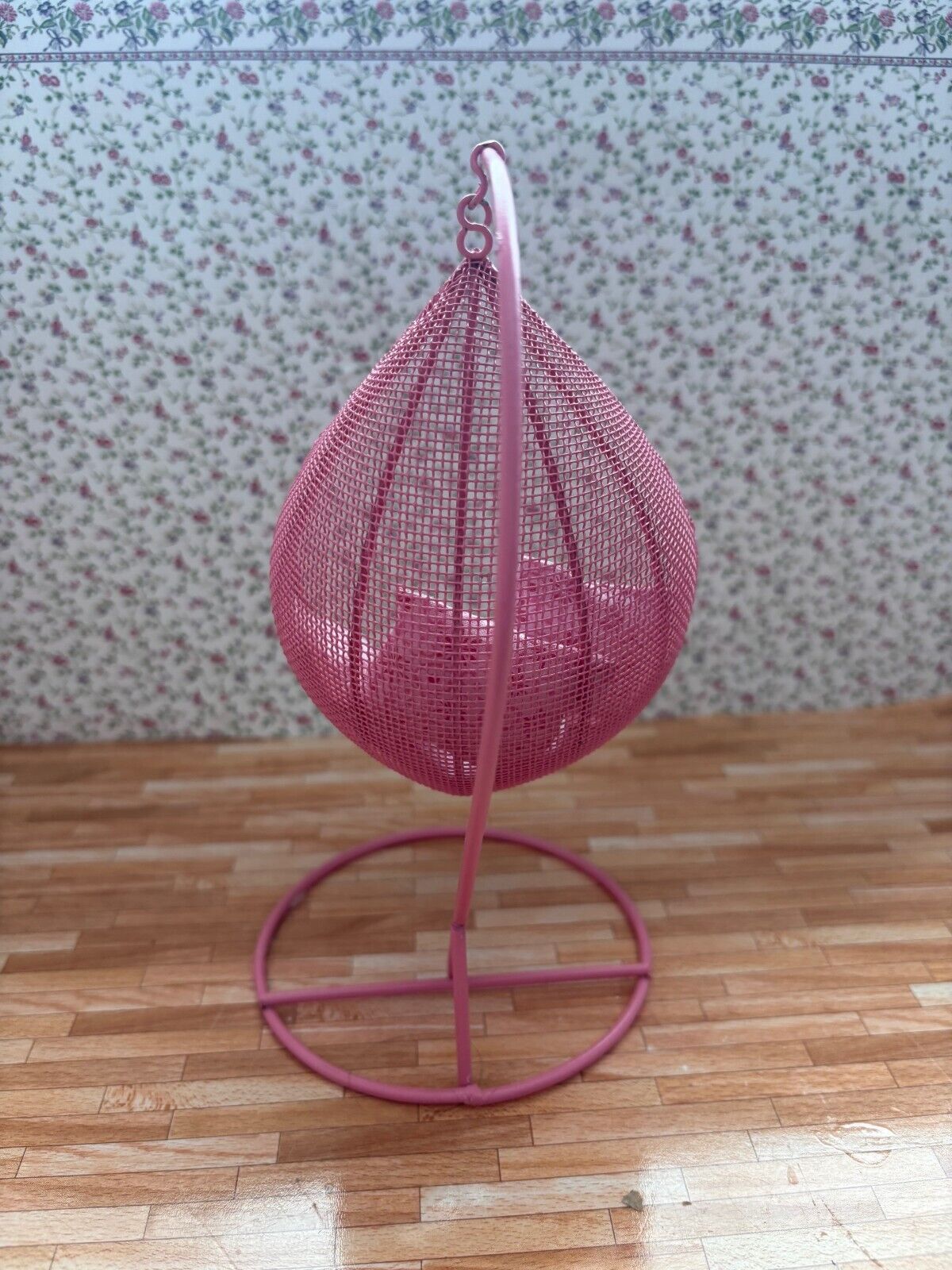 Dollhouse Miniature Pink Swing Hammock Chair with Pillows