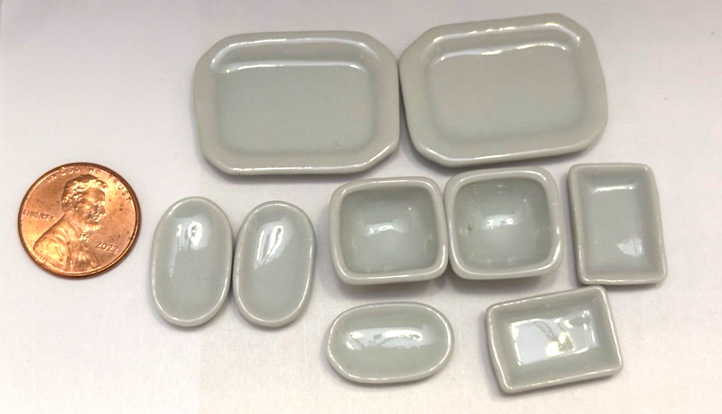 Dollhouse Miniature 9-Piece Ceramic Dish Set
